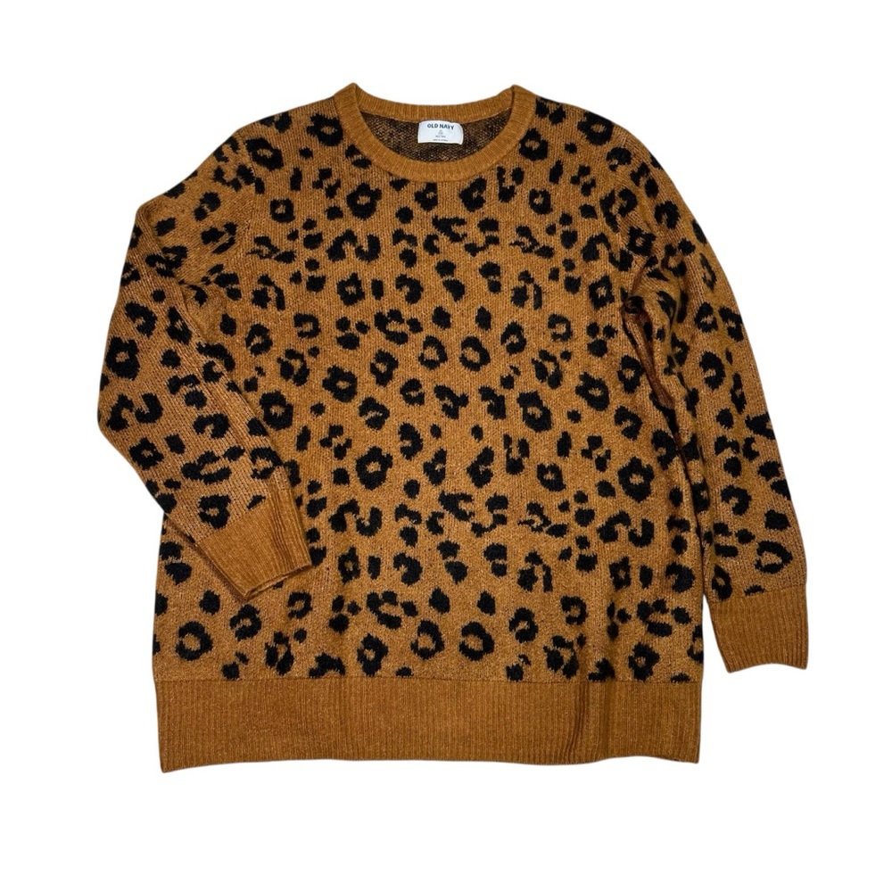 Old Navy Camel and Black Leopard Crewneck Sweater - Picture 2 of 6